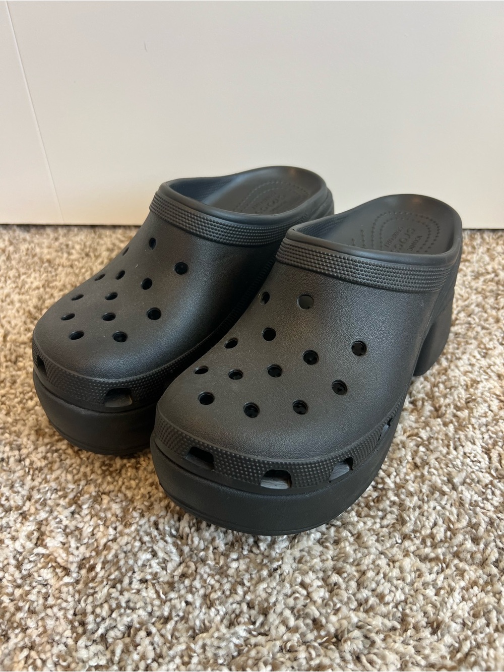 Crocs Siren Platform Chunky Heel Clogs Black Sz 10